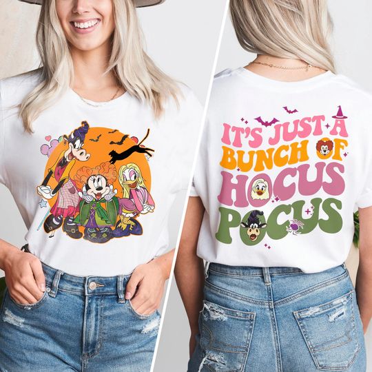 Funny Witch Sister Cosplay 2-Sides T-Shirt, Witch Movie Women Tee, It's Just Bunch Halloween Party Family Gift, Spooky Halloween Shirt