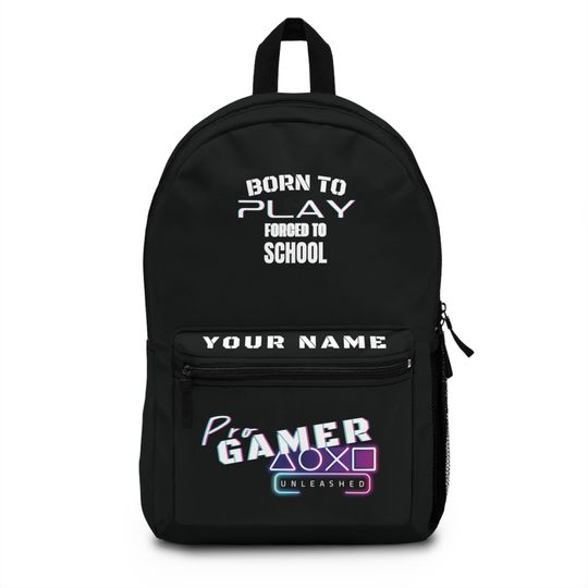 Personalized Gamer Backpack Your Name Your Game, for School, Adventure, Versatile Compartments, Lightweight Waterproof, Perfect as a Gift