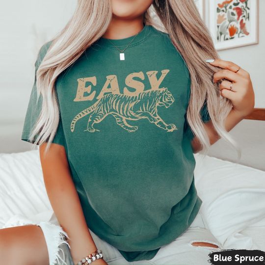 Easy Tiger Shirt, Retro Boho Tee, Unisex Trendy Aesthetic Comfort Colors Shirt, Graphic Tee, Hippie Clothes, Indie Shirt