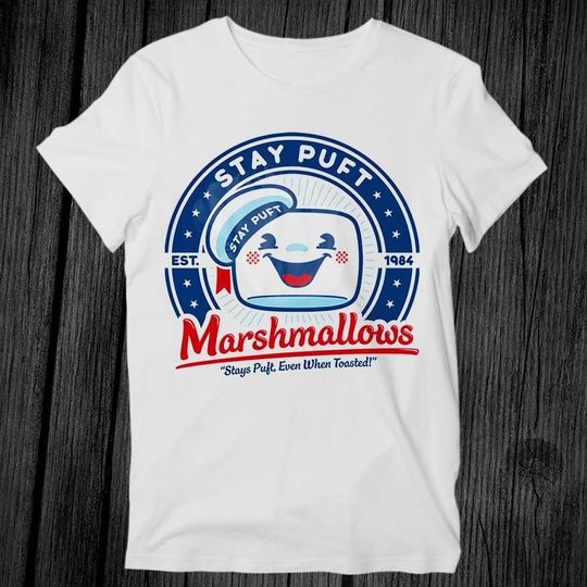 Ghostbusters Stay Puft Marshmallows Cult Movie 80's T Shirt Unisex Adult Mens Womens Gift Cool Music Fashion Top Vintage Retro Tee