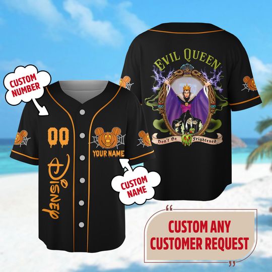 Custom Evil Queen Dont Be Frightened Baseball Jersey, Evil Queen Halloween Jersey Shirt, Villain Jersey Shirt, Horror Character Shirt