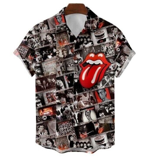 Rolling Stones Hawaiian shirt, Hawaiian shirt Men's Hawaiian Shirt, Hawaiian Beach Shirt, Button Downs Shirt
