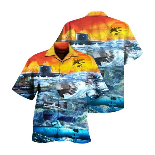 Theme Submarine Hawaiian shirt, Hawaiian shirt Men's Hawaiian Shirt, Hawaiian Beach Shirt, Button Downs Shirt