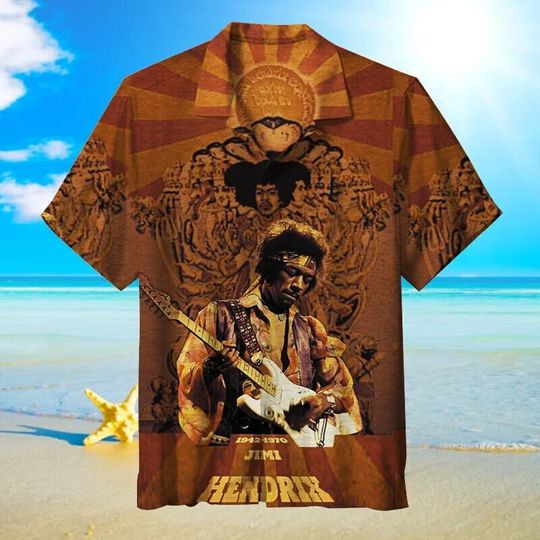 Jimi Hendrix Hawaiian shirt, Hawaiian shirt Men's Hawaiian Shirt, Hawaiian Beach Shirt, Button Downs Shirt