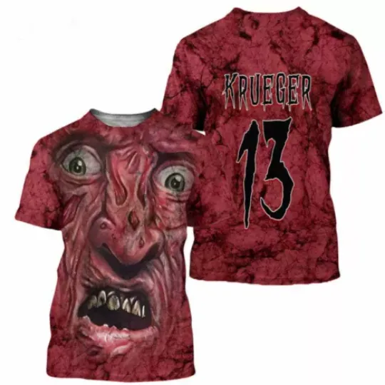 Freddy Krueger Annoyed Face Horror Movie Characters Halloween Tshirt 3D Printed