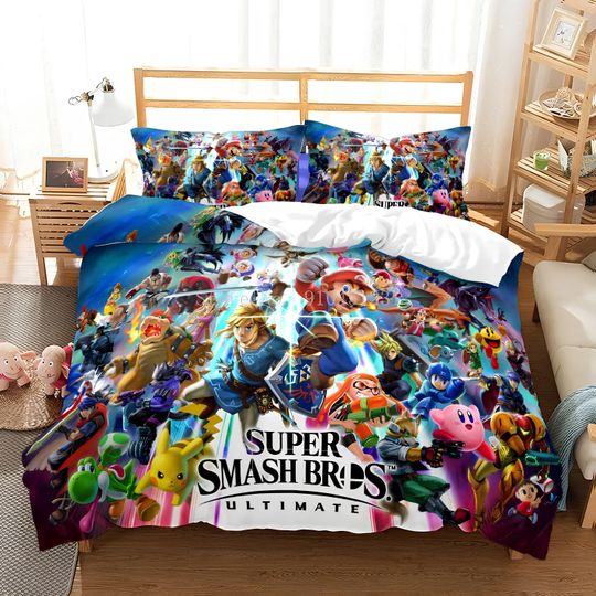 The Super Mario Bros Comfortable Three-Piece Bedding Set, Bedroom Decor, Gifts for Friends