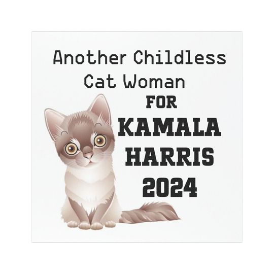 Anti Trump Cat Mom Car Magnets- Kamala Childless Cat Lady Magnet