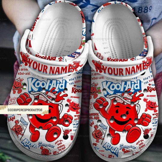 Personalized Kool Aid Clogs, Kool Aid Men Shoes, Custom Name Shoes, Funny Kool Aid Sandals, Kool Aid Gift, Funny Gift