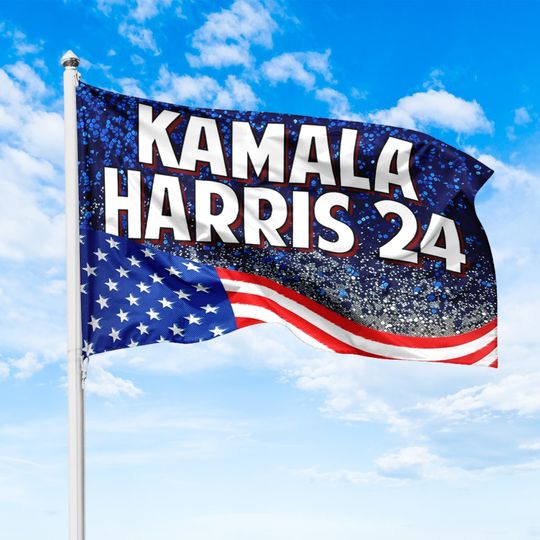 Red White And Blue Kamala Harris Support House Flag, Kamala Harris US President 2024