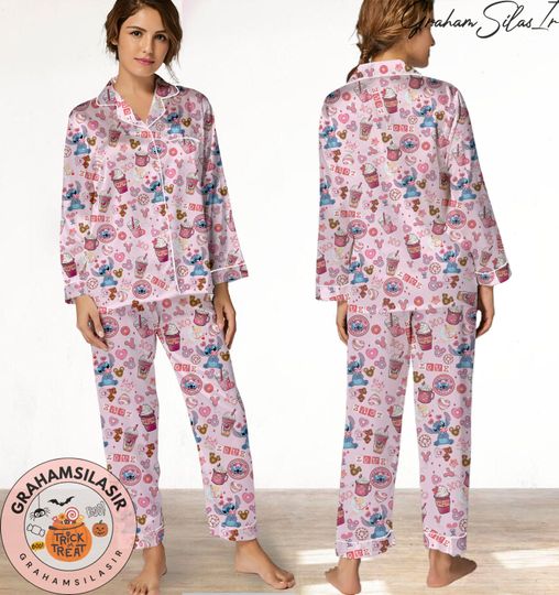 Disney Lilo and Stitch Pajamas Set, Lilo Stitch Pyjamas Set, Holiday Pajamas Pants, Women Pajamas, Sleepwear Pajamas, Christmas Gift
