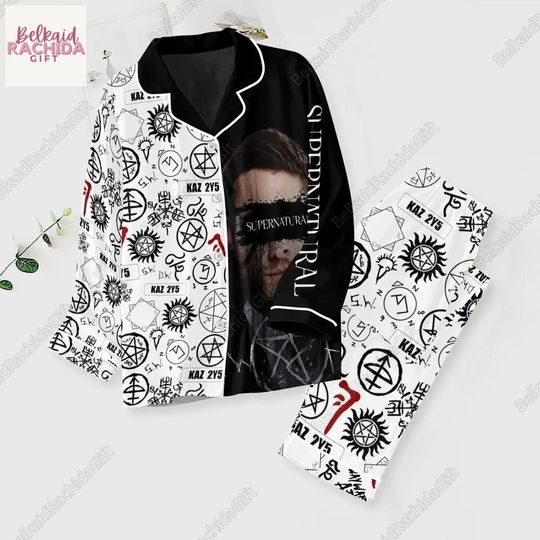 Halloween Supernatural Pajamas Set, Dean Winchester Pajamas, TV Series Pants Pajamas, Sam And Dean, Winchester Brother, Pajamas Family