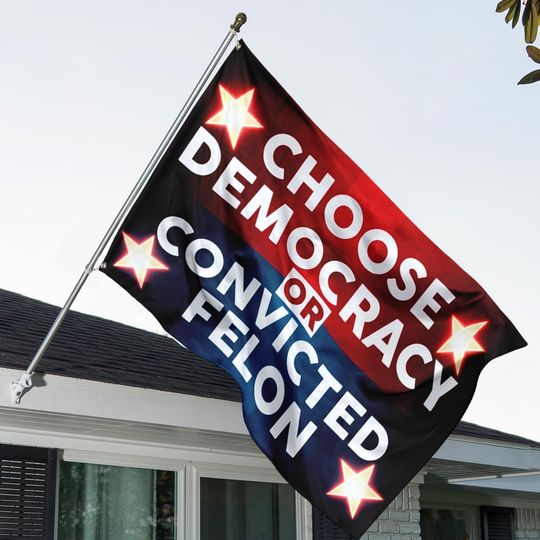 Choose Democracy Or Convicted Felon House Flag, Political House Flag
