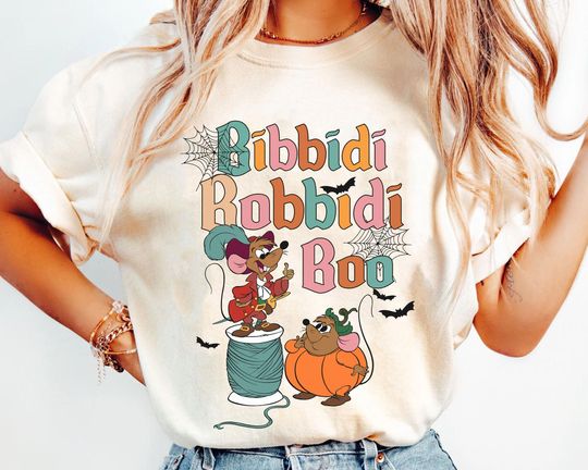 Vintage Bibbidi Bobbidi Boo Jag And Gus  Shirt, Disney Cinde Halloween Tee