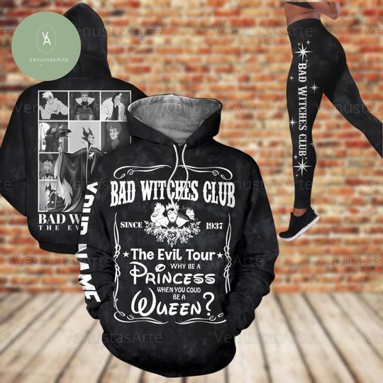 Halloween Bad Witches Club Hoodie Legging, Custom Disney Villains