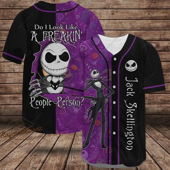 Halloween Jack Skellington Comfortable Short Sleeve Sports Baseball Jersey, Halloween Gifts