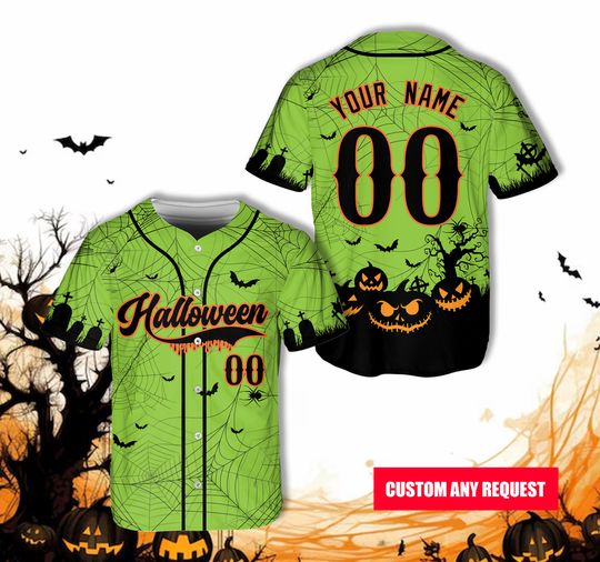 Custom Name Color Halloween Comfortable Short Sleeve Sports Baseball Jersey, Halloween Gifts