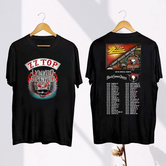 Rock Band Lynyrd Skynyrd ZZ Top Tour 2024 Shirt, Sharp Dressed Simple Man 2024 Tour Shirt, ZZ Top Fan Shirt, Lynyrd Skynyrd Tour Merch