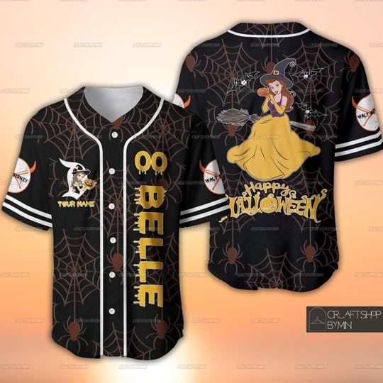 Custom Belle Princess Halloween Baseball Jersey, Beauty And The Beast Spooky Jersey Shirt, Halloween Gift