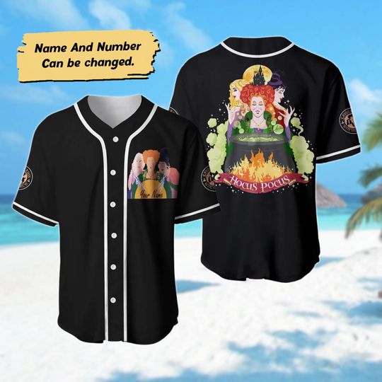 Hocus Pocus Baseball Jersey, Sanderson Sisters Jersey Team, Horror Halloween Jersey Shirt, Hocus Pocus Horror Character Shirt