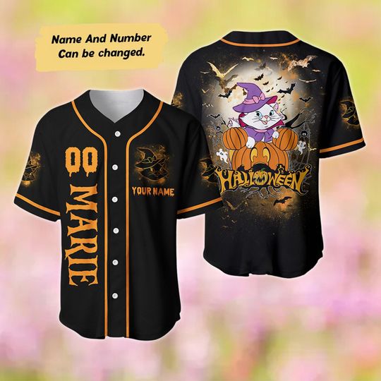 Marie Cat Halloween Baseball Jersey, Custom Name Baseball Jersey, The Aristocats Shirt, Marie Gift, Marie Shirt, Marie Cat Jersey Shirt