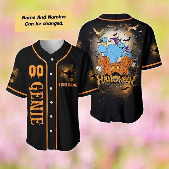 Genie Halloween Baseball Jersey, Custom Name Baseball Jersey, Aladdin Movie Shirt, Genie Halloween Gift, Genie Shirt, Genie Jersey Shirt
