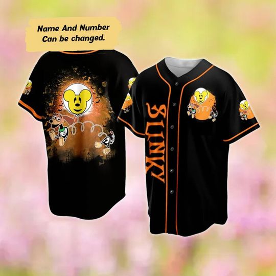 Personalized Slinky Halloween Baseball Jersey, Slinky Dog Team Baseball Shirt, Toy Story Sport Jersey Team, Slinky Halloween Shirt