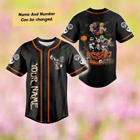 Personalized Halloween Baseball Jersey, Characters Horror Baseball Shirt, Nightmare Before Christmas Baseball Shirt, Hocus Pocus Shirt
