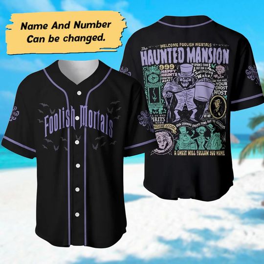Custom Haunted Mansion Map Baseball Jersey, Haunted Mansion Jersey Team, Halloween Baseball Jersey Shirt, Horror Party Shirt