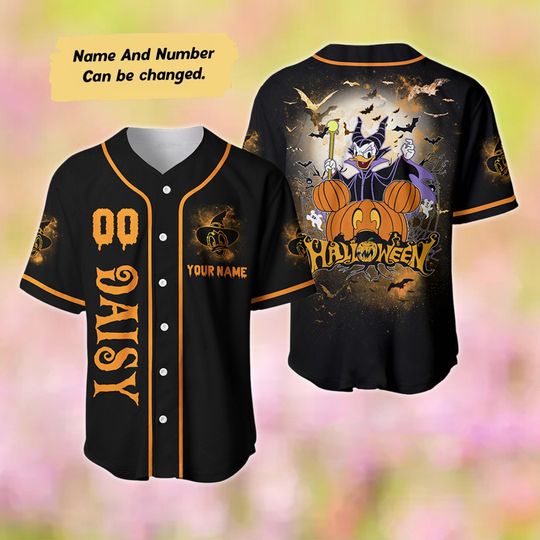 Daisy Maleficent Villain Halloween Baseball Jersey, Custom Name Baseball Jersey, Daisy Jersey Sport Tee, Daisy Shirt, Cartoon Jersey