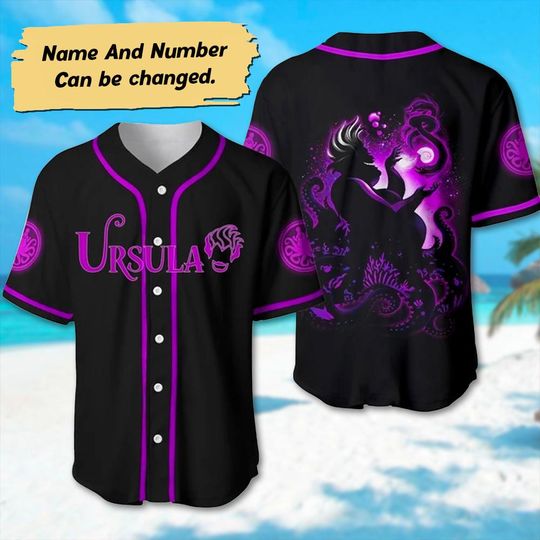 Custom Ursula Halloween Baseball Jersey, Custom The Little Mermaid Basketball Jersey Team, Ursula Villain Shirt, Horror Character Shirt