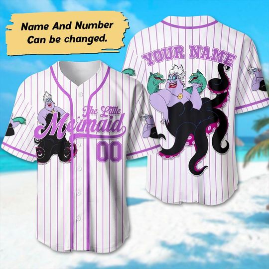 Custom Ursula Baseball Jersey, Little Mermaid Basketball Jersey Team, Ursula Villain Halloween Jersey Shirt, Horror Character Movie Shirt