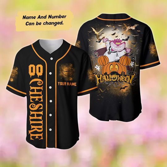 Cheshire Halloween Baseball Jersey, Custom Name Baseball Jersey, The Aristocats Shirt, Cheshire Cat Gift, Cat Shirt, Cheshire Jersey Shirt