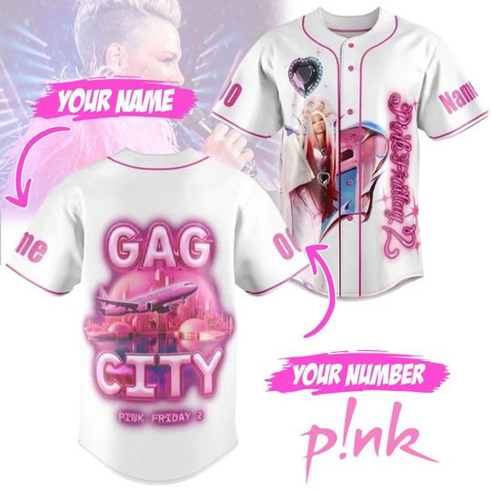 Nicki Minaj Pink Friday 2 Tour In Gaga City Baseball Jersey Custom Baseball Jersey Music Tour 2024 ApparelGifts for Baseball Fans Men Women
