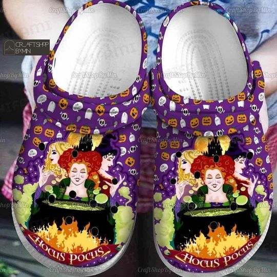 Halloween Hocus Pocus Comfortable Summer Clogs, Trending Street Styles, Disney Spooky Witches Shoes