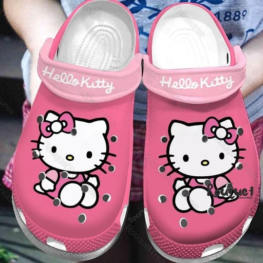 Halloween Hello Kitty Clogs, Hello Kitty Sandals, Pink Cat Sandals, Hello Kitty Summer Shoes, Cartoon Slippers, Hello Kitty Lovers Gift