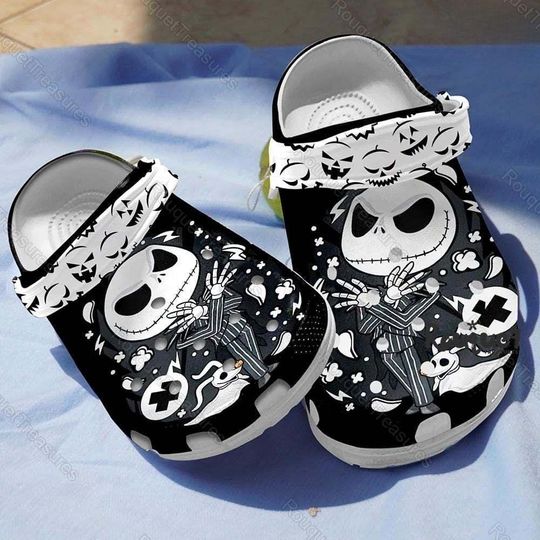 Halloween Jack Skellington Clogs, Jack Skellington Sandals, Skellington Shoes, Jack Summer Shoes, Halloween Sandals, Horror Movie Sandals