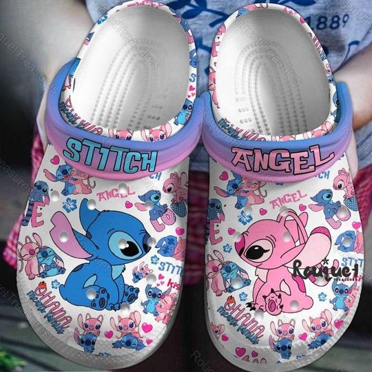 Halloween Stitch Clogs, Stitch And Angel Sandals, Disney Stitch Sandals, Stitch Summer Sandals, Cartoon Shoes, Stitch Lovers Gift