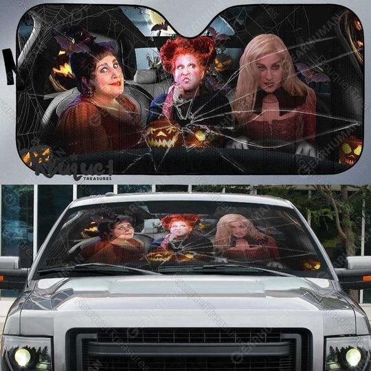 Halloween Sanderson Sisters Car Sun Shade, Disney Hocus Pocus Car Windshield, Disney Halloween Car Accessories, Horror Car Sun Shade