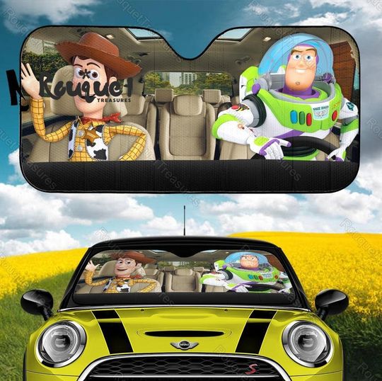 Halloween Toy Story Car Sunshade, Buzz Lightyear And Woody Car Auto Sunshades, Cute Cartoon Car Windshield, Disney Car Sunshade