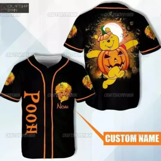 Custom Winnie The Pooh Halloween 3D Baseball Jersey Shirt