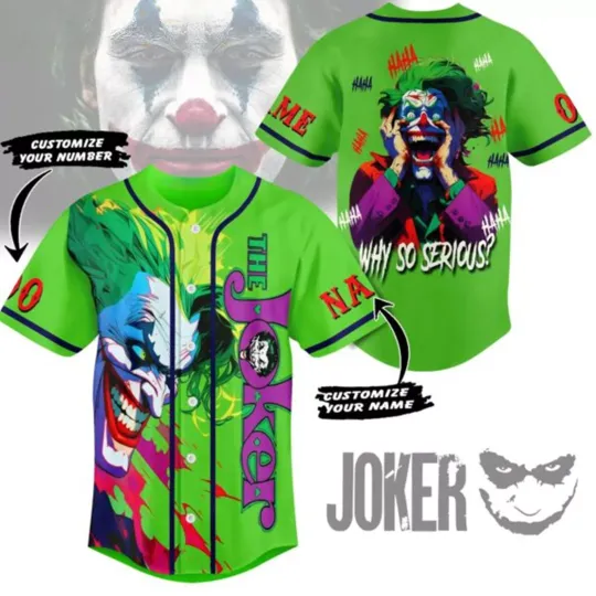 Personalized Joker Clown Hahaha Why So Serious Halloween Baseball Jersey Shirt