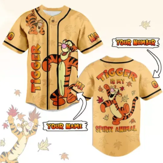 Personalized Tigger Is My Spirit Animal Winnie The Pooh Baseball Jersey Shirt