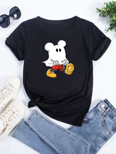Disney mickey Mouse ghost pumpkin Halloween trick or treat Best gift Tshirt Top Men Women Ladies Gildan