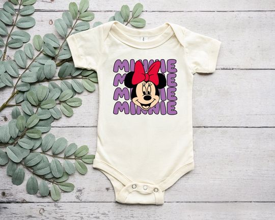 Disney Minnie Head Baby Onesie, Disneyland Trip Tee, Minnie Mouse Bodysuit, Kids Disney Shirts, First Disney Trip Tee, Funny Disney Shirt