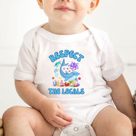Respect The Locals Baby Onesie, Cute Ocean Animals Baby Bodysuit, Funny Baby Shirt, Cute Baby Onesie, Summer Trip Tee, Protect the Ocean