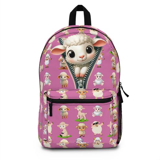 Mary Little Lamb Print Durable Lightweight Backpack Bag, Waterproof, Adjustable Straps, Roomy School Travel Bag, Gift Over Night Weekend