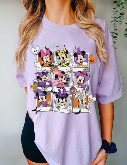 Disney Minnie Mouse Witch Costume Halloween Shirt, Mickey & Friends Disneyland Family Matching Shirt