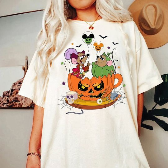 Disney Bibbidi Bobbidi Boo Halloween Shirt, Jaq And Gus Shirt, Halloween Pumpkin Shirt