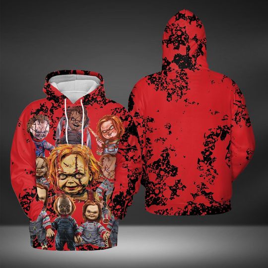 Horror Chucky 3D Hoodies, Horror Movies Hoodies, Horror Halloween Hoodies, Horror Killers 3D Hoodies For Men/ Women's, Oversized Hoodie