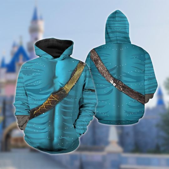 Blue Hero Movie Character Cosplay 3D Full Over Print Hoodie, Science Fiction Movie Halloween Shirt, Mysterious Tribe Hoodie For Group Family